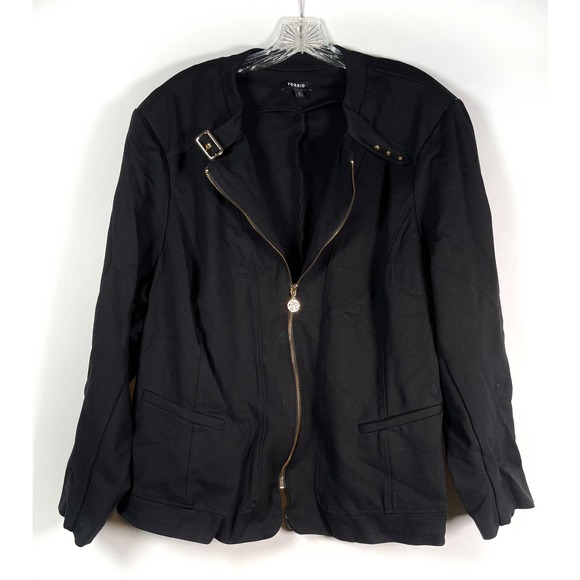 torrid Jackets & Blazers - Torrid Zip Front Jacket Black Rayon Nylon Spandex Size 6 (US Size 30)